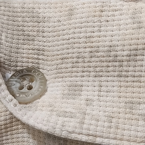 Columbia Textured 100% Silk Casual Side Vent Button Down Shirt Deep Sea Fish - Picture 8 of 10